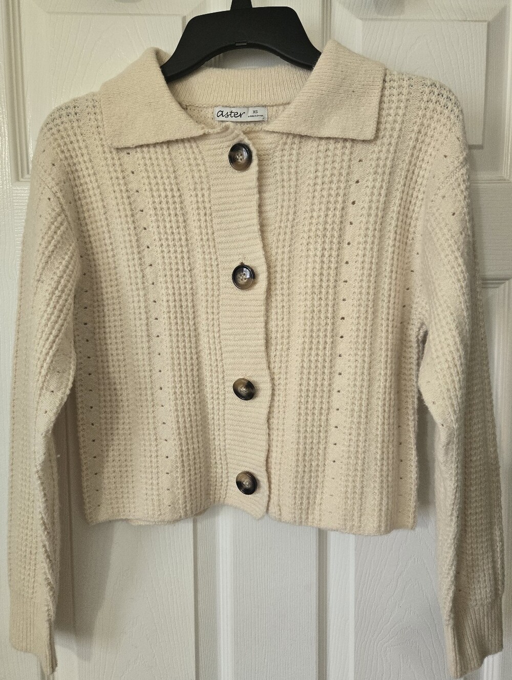 Aster Cream Cropped Cardigan, XS